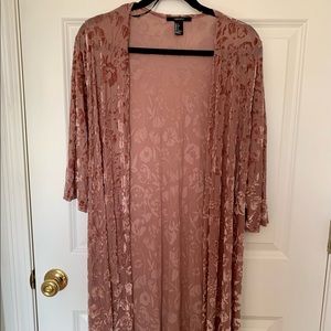 Pink Velvet Flowy Cardigan from Forever 21. Lightweight and long.